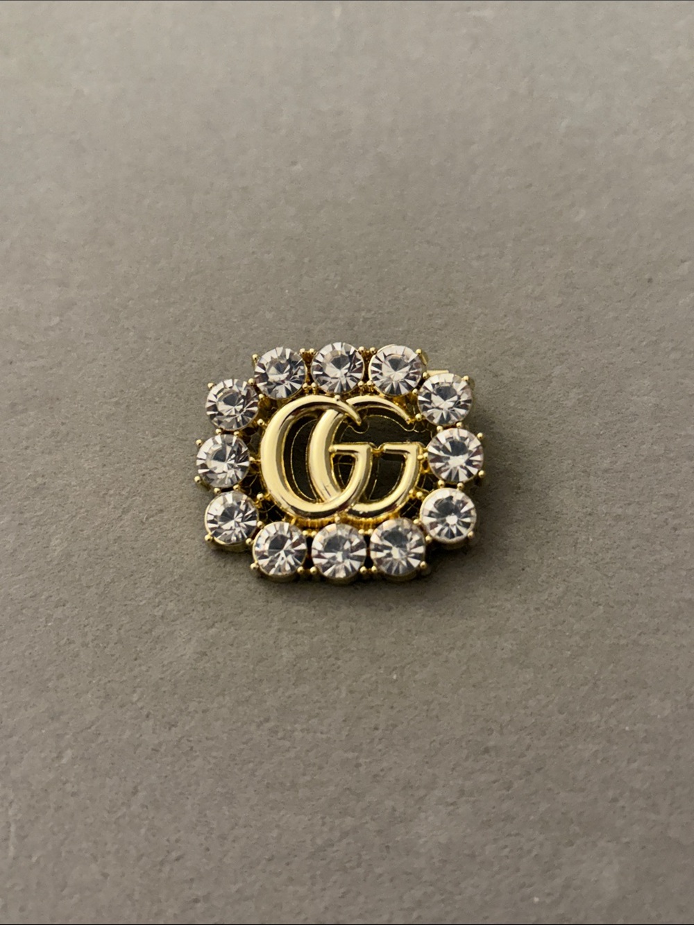 Gold Crystal-Embellished Brooch